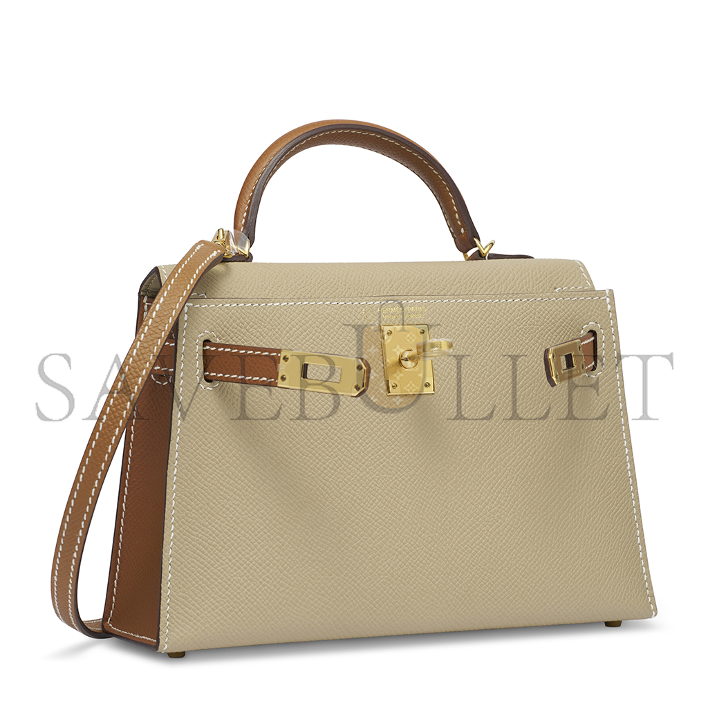 HERMÈS TRENCH & GOLD EPSOM LEATHER MINI KELLY II WITH GOLD HARDWARE (19*12*5.5cm) 